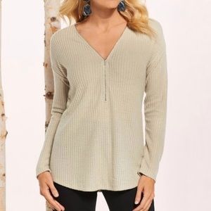 Soft Surroundings Zen Zip Waffle Knit Thermal